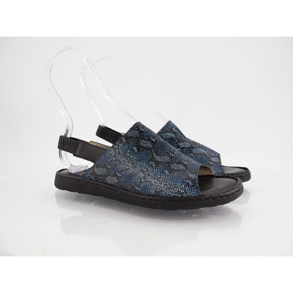 La Plume Asbury Sandals Women's Size 40 9 Navy Python Leather Slingback Shoes